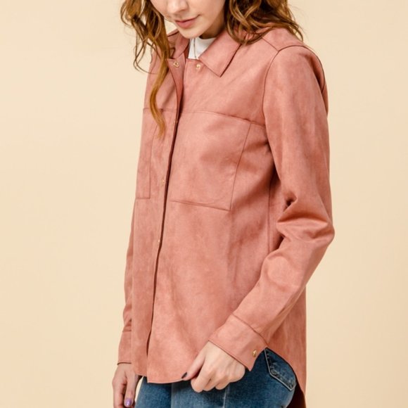 Suede Button Down Shirt - Picture 3 of 7